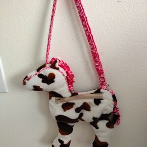 Plush girl's 3 & up western pony crossbody purse